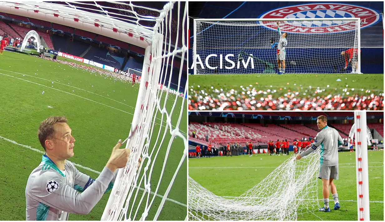 Aksi mengejutkan dilakukan oleh kiper Bayern Munchen, Manuel Neuer, usai laga final melawan PSG. Kapten Die Roten itu melakukan ritual menggunting jaring gawang sebagai bentuk perayaan menjuarai Liga Champions 2019-2020.
