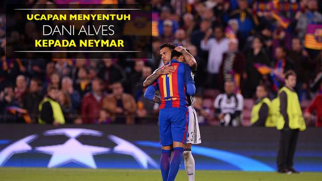 Berita video ucapan menyentuh Dani Alves kepada Neymar setelah Barcelona tersingkir dari Liga Champions 2016-2017. Blaugrana tersingkir setelah bermain imbang tanpa gol kontra Juventus pada leg II perempat final.