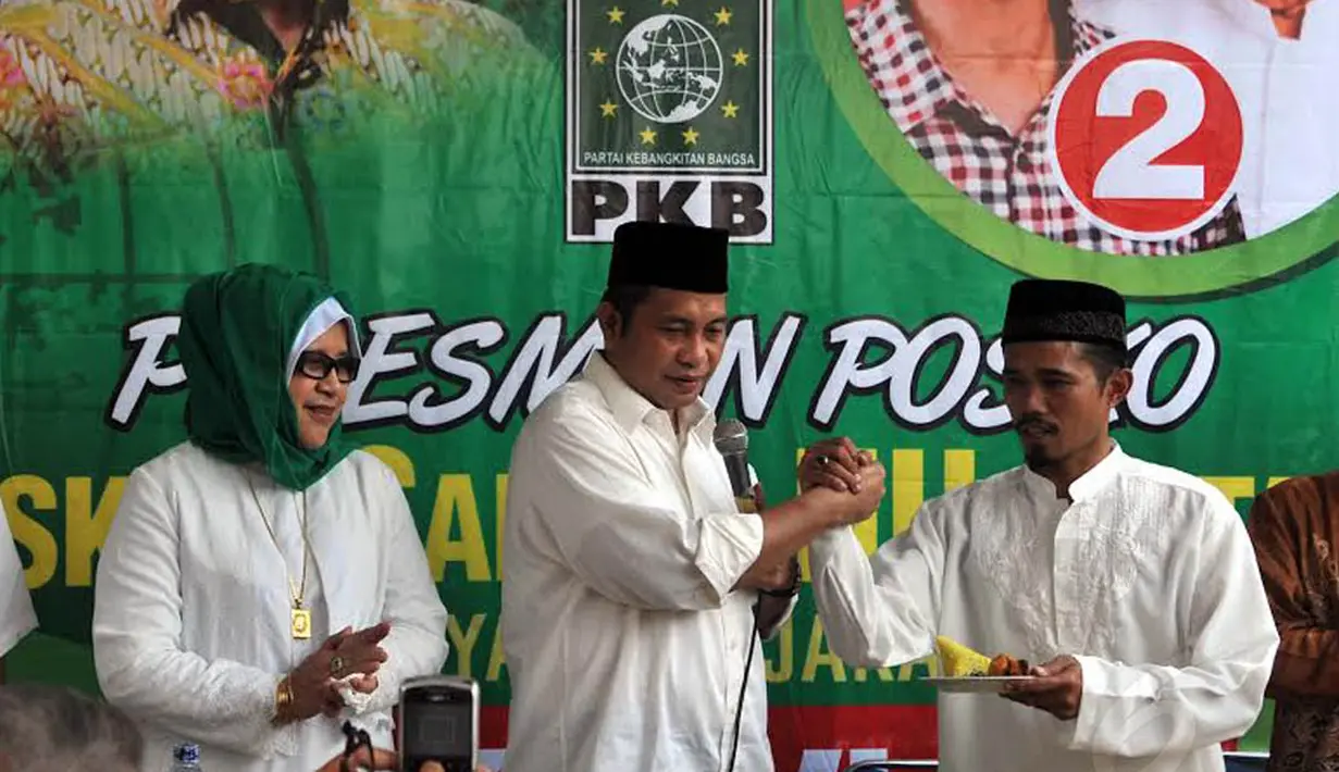  Santri Nahdatul Ulama mendukung pasangan capres-cawapres Joko Widodo- Jusuf Kalla dalam pilpres 9 Juli mendatang (Liputan6.com/Johan Tallo)