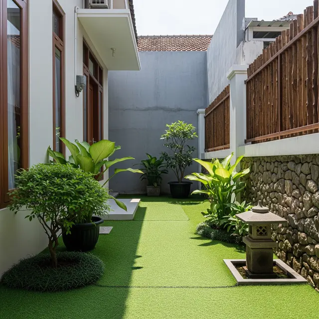 6 Inspirasi Taman Samping Rumah yang Cantik Tanpa Perlu Perawatan Harian
