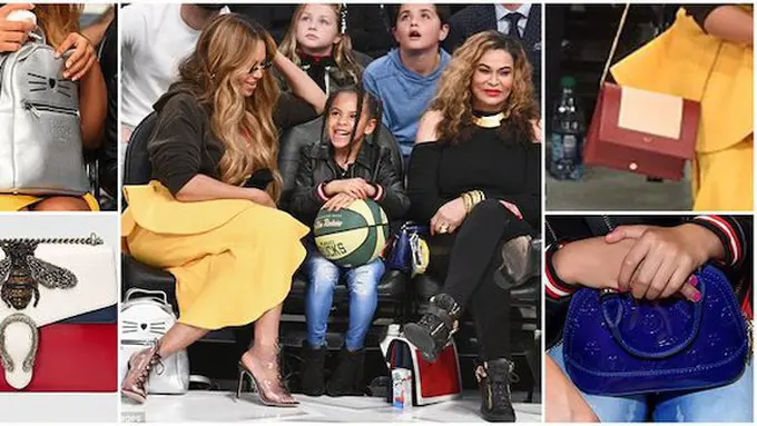 Beyonce bersama ibu dan anaknya tampil kasual di pertandingan basket.