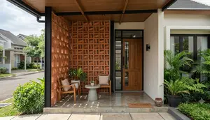 10 Model Teras Rumah dengan Roster Vertikal untuk Privasi Maksimal, Estetis dan Fungsional