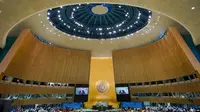 Sekretaris Jenderal Perserikatan Bangsa-Bangsa (PBB), Antonio Guterres berpidato di sesi ke-77 Majelis Umum di markas besar PBB di New York, Selasa 20 September 2022. (Dok: AP)