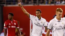 Ekspresi pemain Real Madrid, Danilo, setelah mencetak gol ke gawang Bayern Munchen pada laga lanjutan International Champions Cup 2016 di MetLife Stadium, New Jersey, AS, Kamis (4/8/2016) pagi WIB. (AFP/Jeff Zelevansky/Getty Images)