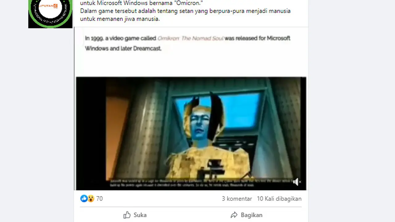 Tangkapan layar klaim Bill Gates membuat gim Omircon,