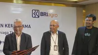 CEO Restock.id yang baru, Tiar Nabilla Karbala (Kanan) melakukan kerjasama dengan Bank BRI Agro. (Foto: Restock.id)