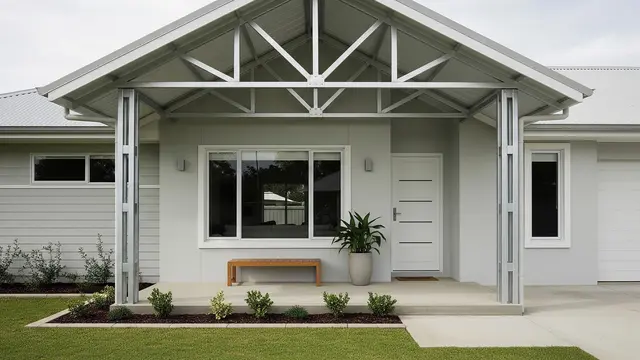 Desain Teras Rumah Atap Baja Ringan (AI)