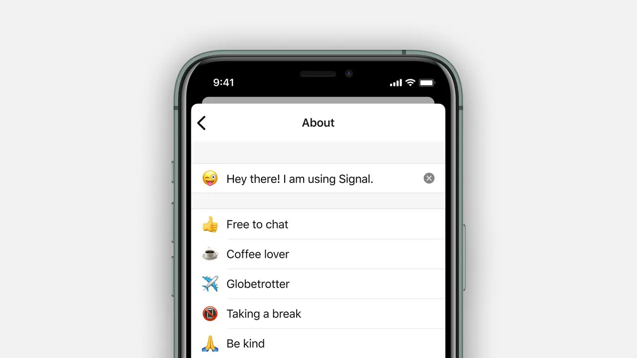 Fitur About di Aplikasi Olah Pesan Signal