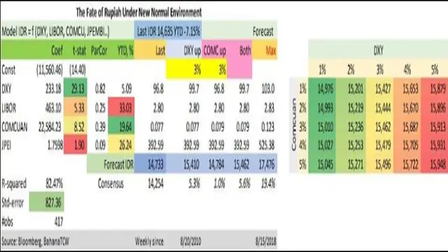 Ilustrasi dashboard forecasting rupiah (Foto:Bahana TCW Invesment Management)