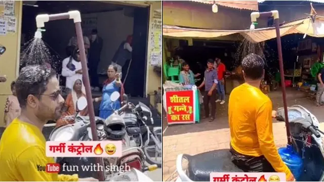Pria Ini Pasang 'Mini Shower' di Motor untuk Lawan Suhu Panas, Aksinya Viral