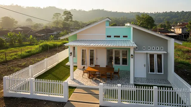 Model Rumah Kecil di Desa dengan Teras Lebar
