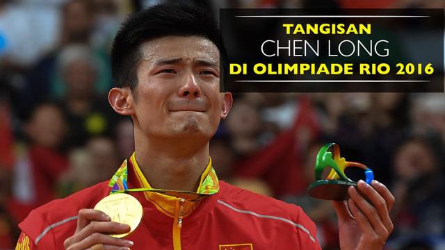Video tangisan Chen Long usai taklukkan Lee Chong Wei di final tunggal putra Olimpiade Rio 2016, Sabtu (20/8).