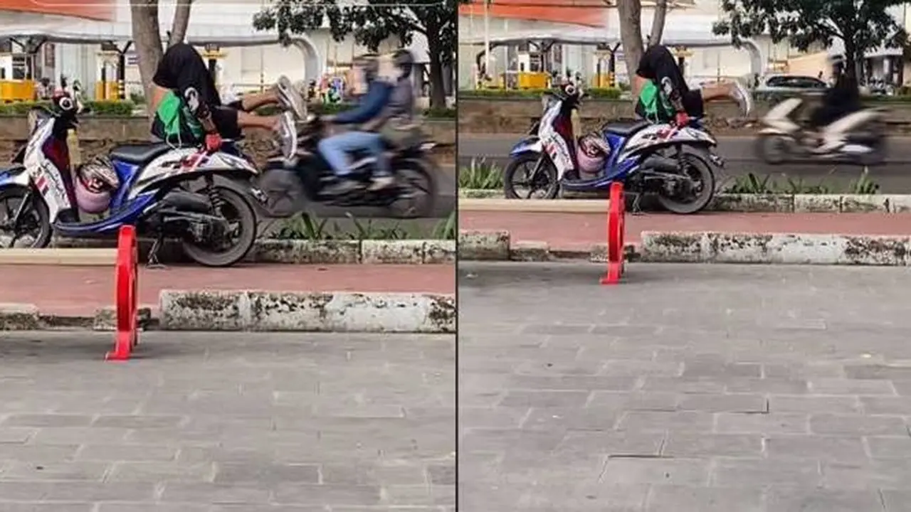 Viral Aksi Ojol Tunggu Orderan Ini Malah Atraksi di Atas Motor
