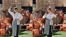 Ify Alyssa membagikan momen pesta kostum Halloween bareng teman-temannya. Di antaranya ada 2 personel Blink yaitu Agatha Pricilla dan Sivia Azizah. Perempuan 27 tahun itu tampil sebagai karakter Linguini dari film animasi Ratatouille dengan kostum chef. (Liputan6.com/IG/@ifyalyssa)