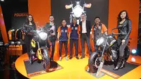 Jelang penutupan Jakarta Fair Kemayoran (JFK) 2019, PT Penta Jaya Laju Motor meluncurkan KTM 790 Duke dan KTM 790 Adventure. (Dian / Liputan6.com)