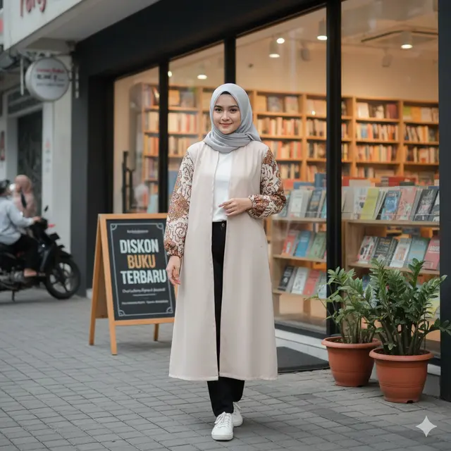 Model Outer Batik Panjang Layering
