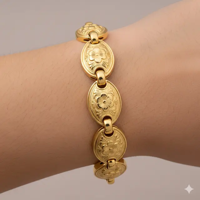 Model Gelang Emas 22 Karat 12 Gram dengan Detail Ukiran. Gemini