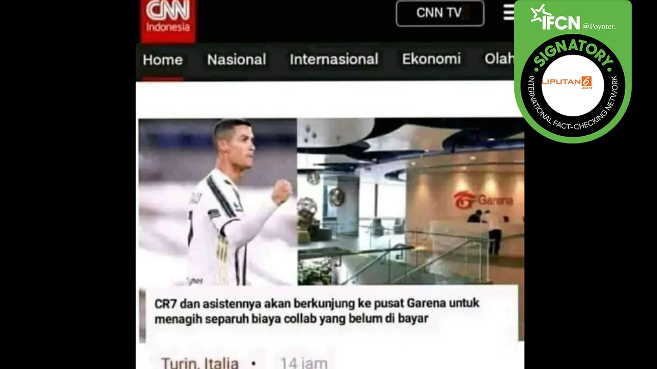 Hoaks Cristiano Ronaldo tagih utang ke Garena