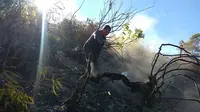 Upaya pemadaman kebakaran Gunung Sumbing, Wonosobo, Jawa Tengah. (Foto: Liputan6.com/Polsek Kalikajar/Muhamad Ridlo)