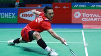 Tunggal putra Indonesia, Jonatan Christie, di babak pertama All England 2020, Rabu (11/3/2020). (PBSI)