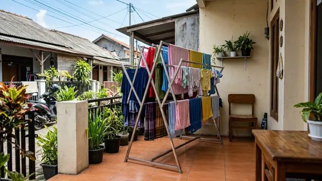 Model Jemuran untuk Teras Rumah Kecil (AI Generated)