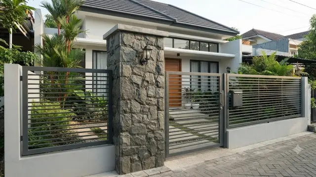 Pagar Batu Alam Hanya pada Pilar (AI Generated)