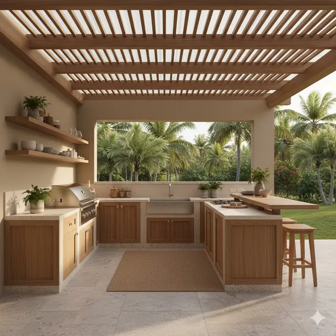 Inspirasi Dapur Outdoor Ala Rumah Tropis