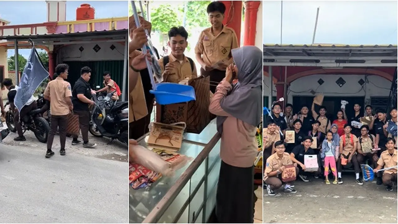 Aksi Keren Geng SMA Beri Hadiah untuk Ibu Pemilik Warung Tongkrongan, Bikin Haru