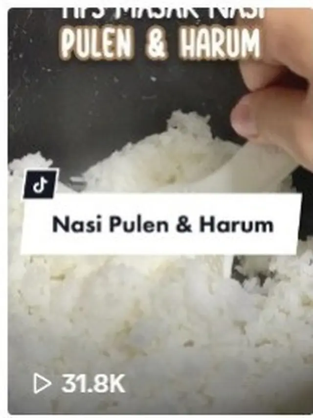 Tips masak nasi pulen dan harum (Sumber: TikTok/@pasarsegar.co.id)
