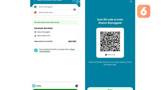 <p>Cara membeli tiket KRL Commuter Line di aplikasi Gojek (Liputan6.com/ Agustin Setyo W).</p>
