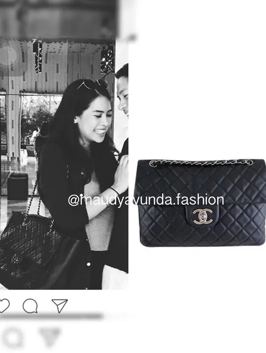 Maudy Ayunda terlihat mengenakan tas merek Chanel, tas ini berharga Rp 65 juta. (Foto: instagram.com/maudyayunda.fashion)