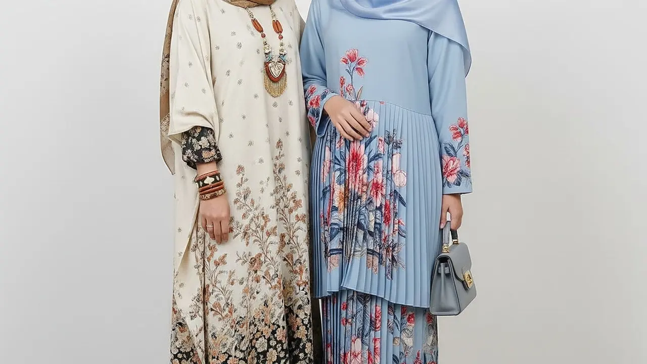 Inspirasi Gamis Motif Floral Warna Pastel Terbaru 2025