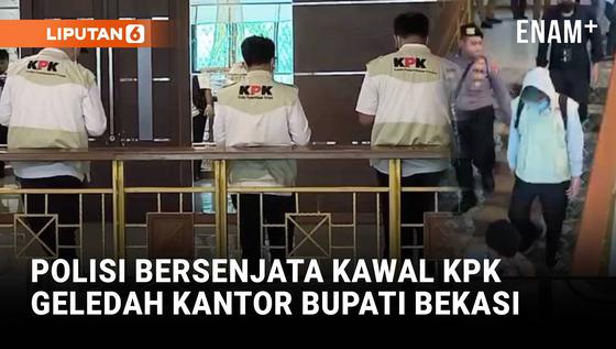 Polisi Bersenjata Kawal KPK Geledah Kantor Bupati Bekasi