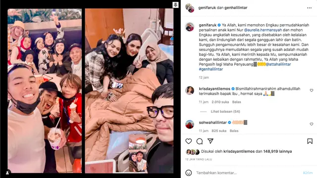 Keluarga Atta Halilintar Gelar Doa Bersama Jelang Persalinan Aurel Hermansyah. (instagram.com/genifaruk)