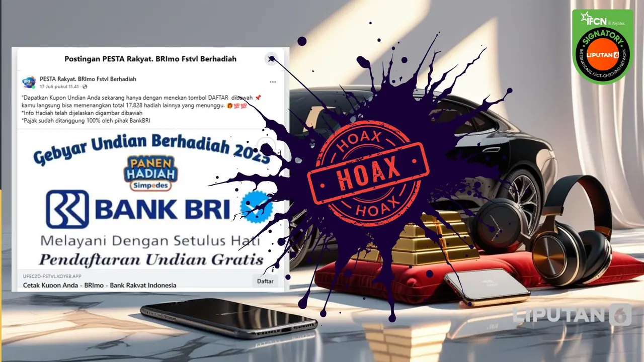 Tangkapan layar salah satu hoaks pendaftaran undian berhadiah dari bank