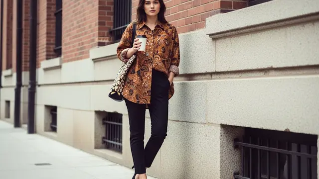 Batik Oversized Shirt dan Celana Slim Fit