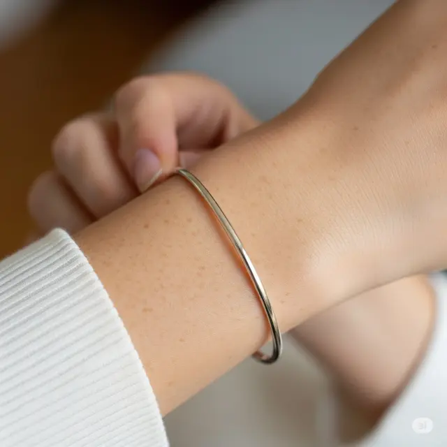 Gelang Emas Putih Bangle Tipis Polos