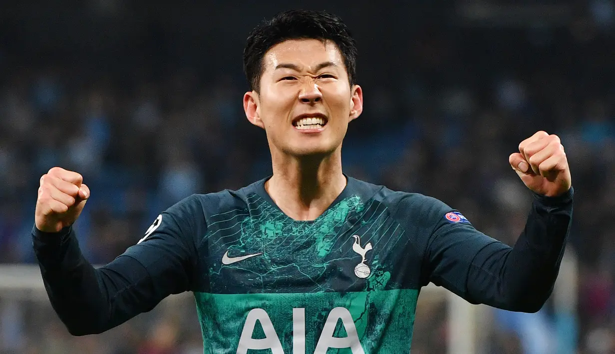 2. Son Heung-Min (Tottenham Hotspur) - Pemain Korea Selatan ini menyumbang dua gol saat mendepak Manchester City dari Liga Champions. Son juga memecahkan rekor sebagai pemain Asia paling banyak mencetak gol di Liga Champions. (AFP/Anthony Devlin)