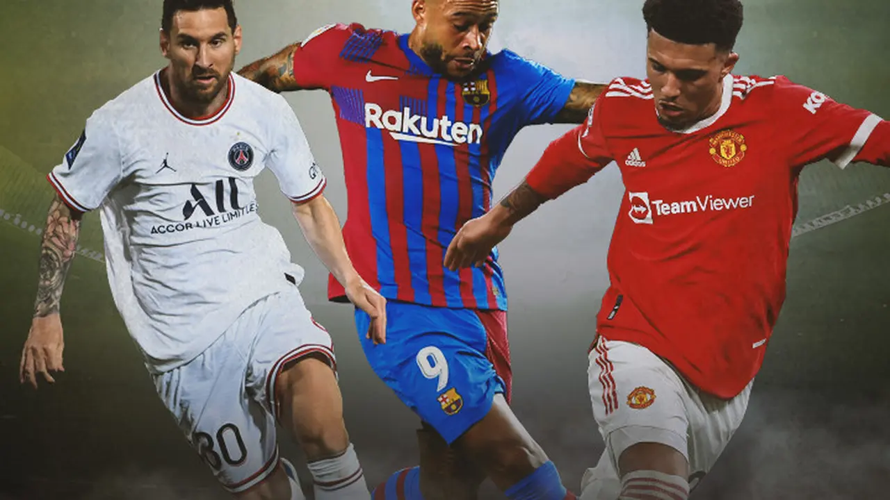 Ilustrasi Lionel Messi, Memphis Depay, Jadon Sancho