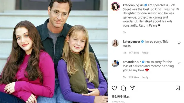 Dukacita Kat Dennings atas kematian Bob Saget. (Instagram/ katdenningsss)