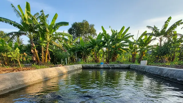 Ide Ternak Ikan Campur atau Polikultur di Kolam Kecil. AI