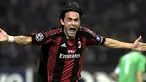 Selebrasi striker gaek AC Milan Filippo Inzaghi seusai menjebol gawang Real Madrid pada laga Liga Champions di San Siro, Milan, 3 November 2010. AFP PHOTO/OLIVIER MORIN