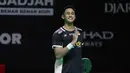 Pebulu tangkis tunggal putra Indonesia, Alwi Farhan saat merayakan kemenangan atas wakil China, Wang Zheng Xing, pada babak 16 besar Indonesia Masters 2026 di Istora Gelora Bung Karno, Senayan, Jakarta, Kamis (22/1/2026). Tunggal putra Indonesia, Alwi Farhan memastikan tiket babak perempat final Indonesia Masters 2026. (Bola.com/M Iqbal Ichsan)