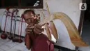 Ghohyong mengecek alat musik Tehyan buatannya di Neglasari, Kota Tangerang (5/2/2021). Ghohyong merupakan pria tua yang ahli membuat dan mahir memainkan alat musik Tehyan khas Tionghoa. (Liputan6.com/Angga Yuniar)