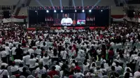 Joko Widodo, calon presiden nomor urut 01 dalam kampanye terbuka di Gor Ken Arok Malang, Senin, 25 Maret 2019 (Liputan6.com/Zainul Arifin)