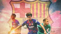 Barcelona FC - Marc-Andre ter Stegen, Ansu Fati, Riqui Puig (Bola.com/Adreanus Titus)