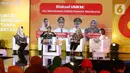 Ketua DEKRANASDA Kabupaten Trenggalek Novita Hardini Mochamad, Walikota Tarakan DR. Khairul, dan Deputi Bidang Kewirausahaan Kemnkop UKM Siti Azizah saat diskusi dalam Festival 6 di Jakarta, Sabtu (8/7/2023). (Liputan6.com/Angga Yuniar)