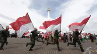 Warna merah putih melambangkan keberanian masyarakat Indonesia dalam peperangan untuk memerdekakan negara Indonesia