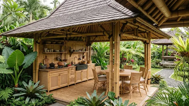 Model Dapur Terbuka dengan Atap Miring Anti Bocor