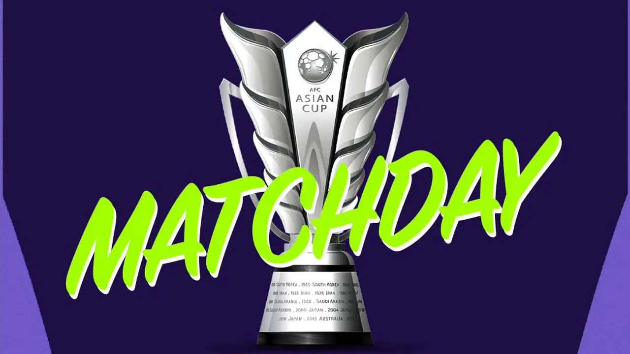 Piala Asia - Ilustrasi Trofi Piala Asia 2023 dengan tulisan Matchday